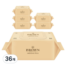 브라운 오리지널 플러스 저자극 엠보싱 아기물티슈 캡형, 55g, 80매, 36개