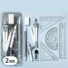 歐樂天使製圖用校園尺9件組 + 筆袋文具組, 2套, 黑色