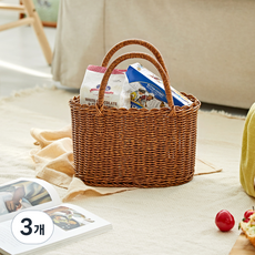 하우스레시피 PP 라탄 피크닉 바스켓, 브라운, 3개