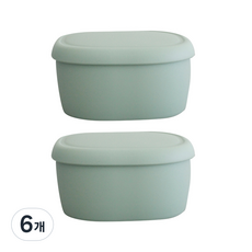 粉彩矽膠密封保鮮盒 綠色, 6個