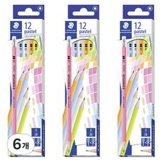 STAEDTLER 施德樓 Norica 粉彩 132 橡皮擦鉛筆 2B 12入, 混合色, 6個