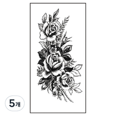 gelluna 黑色花朵身體重點裝飾自助紋身刺青貼紙, 5個, T-44
