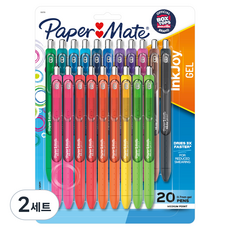 페이퍼메이트 잉크조이 젤펜 0.7mm 20색, 혼합색상, 2세트