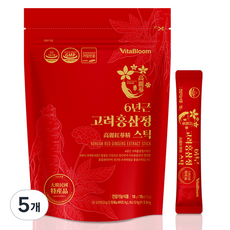 6年根高麗紅蔘精條裝 15條, 5個, 150g