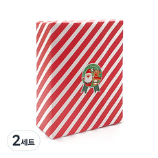 野餐與包裝 包裝紙 10入 + 貼紙 10入 組, 紅色條紋, 2套