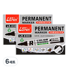 블루마토 유성매직 LR-8303 10p, 흑색, 6세트