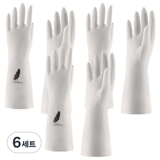 Jongeullobeol 廚房橡膠手套 雙手穿戴組, 白色, 小(S), 6套