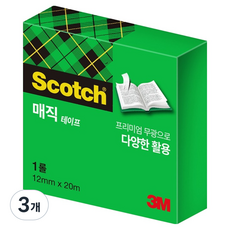 3M Scotch 魔術膠帶補充包 12mm x 20m, 單一顏色, 3個