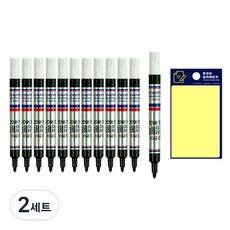 東亞 細字油性筆 12入 + Tukobi 便利貼組, 黑色(油性筆), 黃色(便利貼), 2套