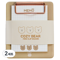 Rangcatmol Cozy Bear可重複使用的便條紙+迷你文件夾板組 100*120mm, 舒適的熊, 2組