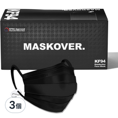 Maskover MF 黃沙防疫掛耳式口罩 KF94, 50個裝, 3個, 黑色