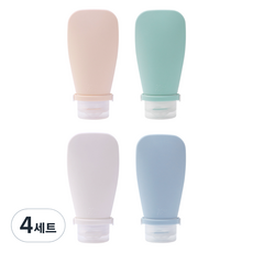 여행용 실리콘 튜브용기 90ml x 4종 세트, 피치, 그린, 화이트, 블루, 4세트