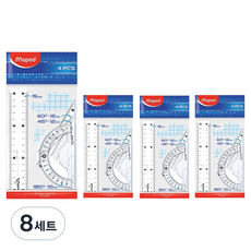 Maped 經典量角器尺 + 三角尺 2入 + 量角器套組 15cm, 透明, 8套