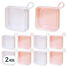 PDS Beauty 方形扁平粉餅便攜式粉撲盒 2款 x 5入組, 2套, 粉白各半