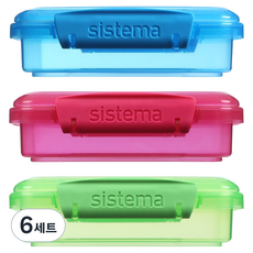 Sistema 사각 칼라 밀폐용기 3종 세트, 6세트, 450ml(3P)