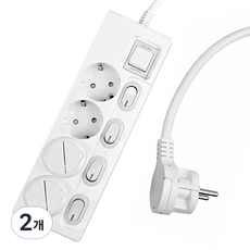 One Stop 零間隙獨立開關纖薄扁平延長線 4孔 16A + 安全蓋 2入組, 5m, 2個, 白色