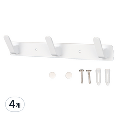 올고르 3구 옷걸이 235 x 30 mm, 화이트, 4개