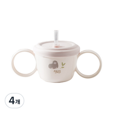 티지엠 유아용 리뉴얼 2 in 1 빨대 스낵컵, 아이보리, 4개