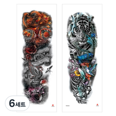 STARIUM 潮人感性派對度假長袖紋身貼紙2款組, 6套, F