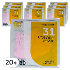 블루본 베이직 31컬러 마스크 초소형 KF80, 베이비핑크, 20개, 1개입