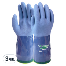 한우 니트릴 올코팅 내유장갑 양손착용 세트 2XL HW-660, 혼합색상, 3세트