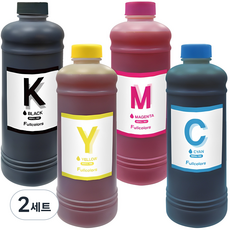 풀컬러즈 캐논 HP 삼성 엡슨 LG 브라더 호환리필잉크 500ml x 4종, 파랑 + 자주 + 노랑 + 검정, 2세트