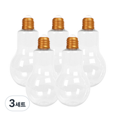 Glassdomae 燈泡造型PET容器 5入 + 燈泡瓶蓋 金色 5入, 3套