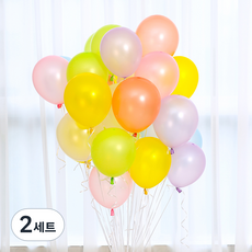 P&B Unity 珠光氣球 30cm 50入 + 捲曲緞帶 10m 套組, 粉彩, 2套