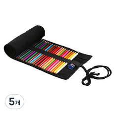 Allode 帆布捲簾式色鉛筆袋 72色 82 x 20 cm, 01 黑色, 5個