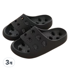 Block Mart 女性青蛙排水浴室拖鞋, 黑色, 3個
