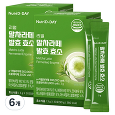 뉴트리디데이 리얼 말차라떼 발효 효소 30p, 90g, 6개
