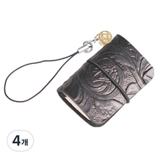 탑피아 초미니 핸드 메이드형 포켓 수첩, 블랙, 4개