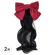 Nalli Sisters 半頂假髮 髮片 接髮, 紅色緞帶 自然黑, 2個
