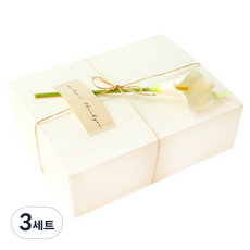 도나앤데코 블룸 직사각형 상자 화이트 대 3p + 아린 땡큐스티커 3p + 카라 장식꽃 크림화이트 3p + 마끈 10m, 혼합색상, 3세트