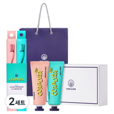 CORALIER 1450ppm高含氟口腔護理牙膏90g x 2款 + 牙刷2款禮盒組 + 提袋, 2套