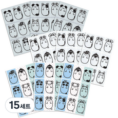 꼬모네임 애니멀 네임스티커, 동그리 그림, 15세트