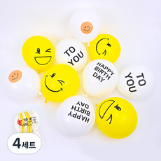 PARTYSHOW 微笑生日派對氣球 30cm 10種套組, 4套, 混合顏色