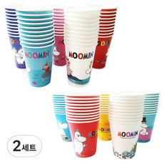 무민 컬러종이컵 390ml x 50p + 270ml x 50p 혼합 세트, 2세트