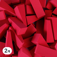 블루무역 대용량 메이크업 삼각퍼프 100p, 2개, 레드