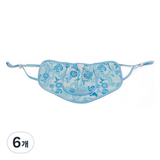 구리원사 2단 T3 꽃무늬 햇빛차단 마스크 24 x 12.5 cm, 1개입, 6개, 블루