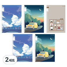 morning glory 填滿筆記 國小線圈日記本 窄行 3款 + 隨機出貨 2入, A, 2套