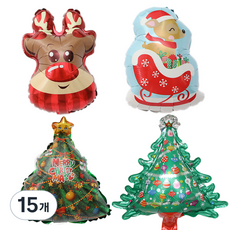 聖誕迷你馴鹿聖誕樹氣球, 隨機出貨, 15入