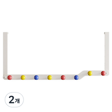 solve living 彩色免打孔門掛 門勾 門上掛架 掛勾 8勾, 2個, 白色