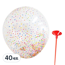 와우파티코리아 아이스크림 구슬풍선 투명 30cm + 컵스틱 랜덤 발송, 혼합 색상, 40세트
