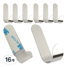 i-MATE 不鏽鋼J字型黏貼掛鉤, 單一顏色, 16個