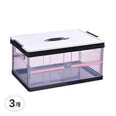 유니코시 투명 접이식 폴딩 정리 박스, 03 블랙, 3개