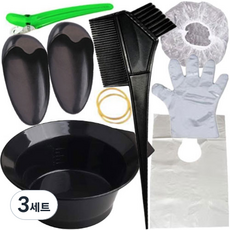 타이탄 셀프 염색 파마 도구 준비물 8종 세트 염색볼 염색브러쉬 헤어캡 숄 장갑 귀마개 고무줄 헤어클립, 3세트, 랜덤발송(헤어 클립)