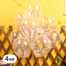 파티해 모던믹스 컨페티풍선 20p + 손펌프 랜덤발송 +컬링리본 + 스펀지닷 세트, 레인보우, 4세트