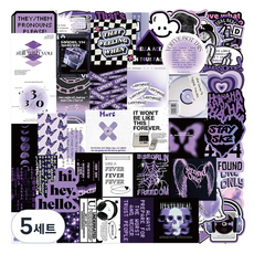 다다랜드 맥북 캐리어 꾸미기 감성 스티커 50p 세트, 바이올렛, 5세트