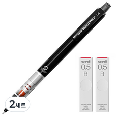 Uni 三菱鉛筆 KURU TOGA 自動鉛筆 標準型 黑色 M5-450 + 專用筆芯 B 2入組, 2套, 0.5mm, 2個